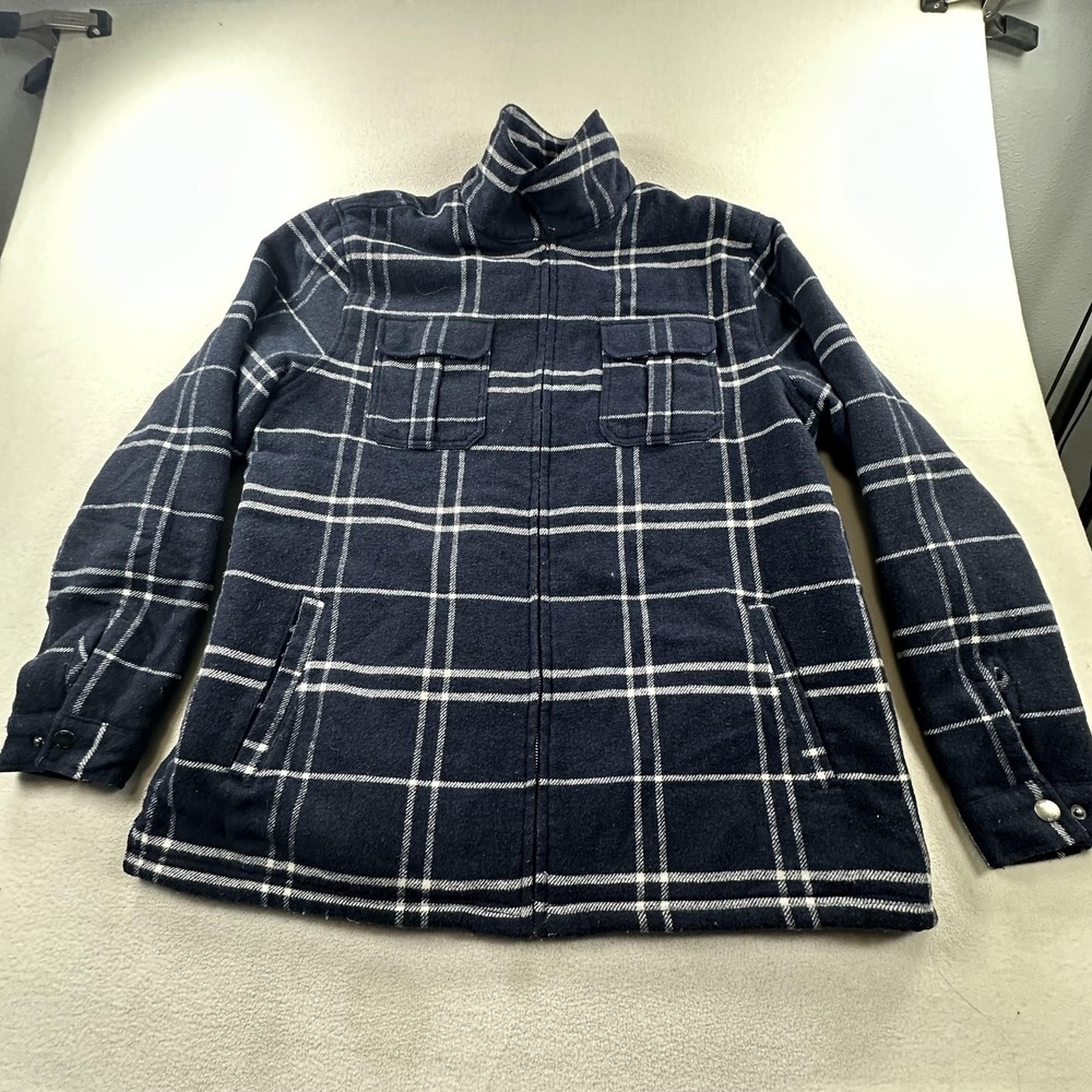 Katin Jacket Mens 2XL Navy Plaid Crosby Sherpa Wool Blend Shirt Jacket Shacket